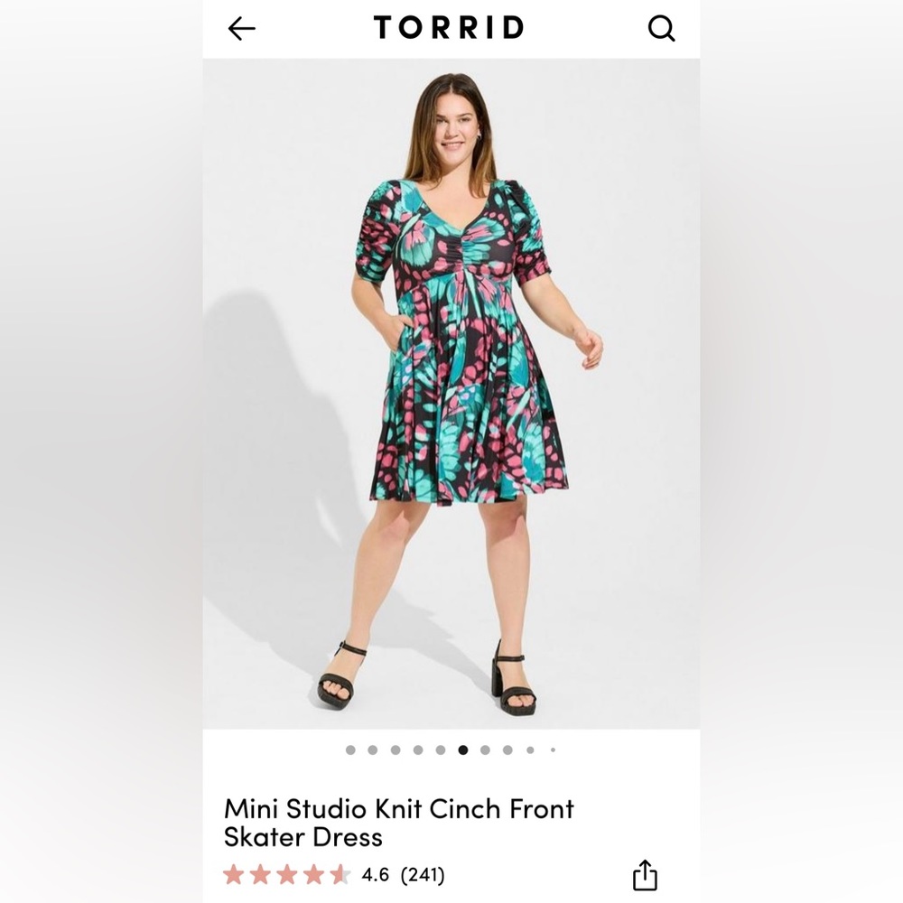 NWT Butterfly Mini Cinch Front Studio Knit Skater Dress